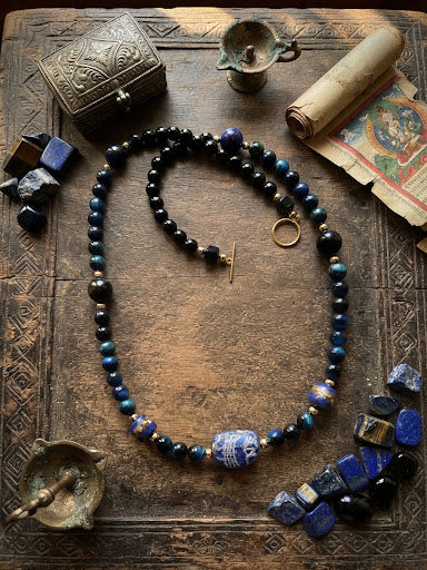 No. 25 – Gilded Blue Nightfall – 26" Necklace