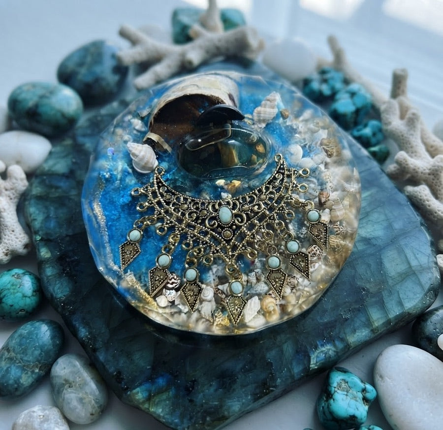 Chandelier Cove & Blue Tide Resin Paperweight – Miniature World styled scene