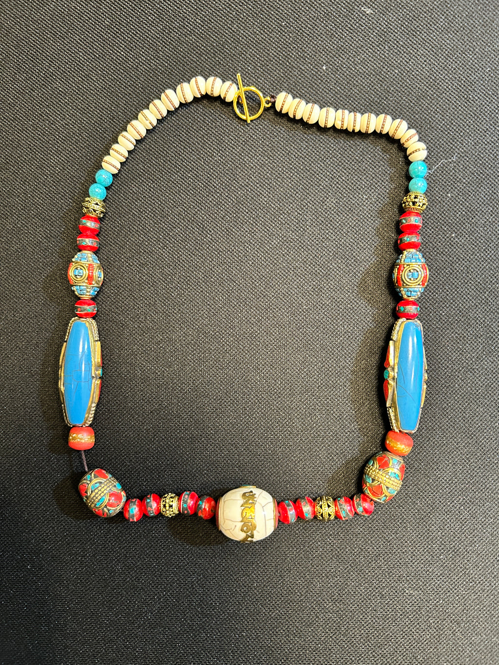 No. 06 – Crimson and Turquoise Tapestry – 24" Necklace