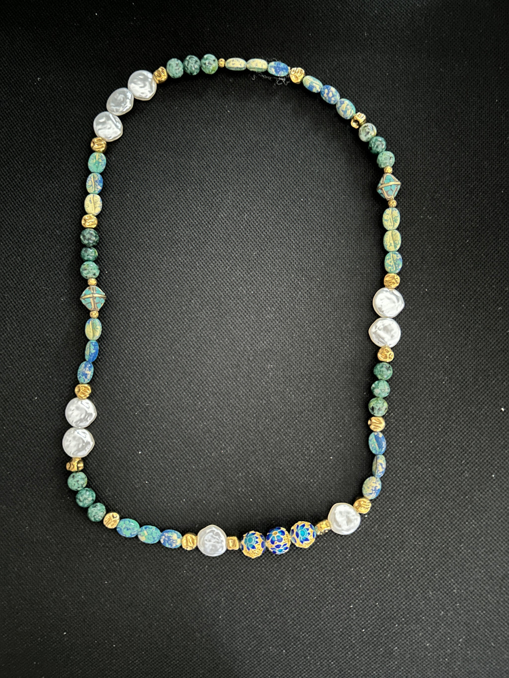 No. 07 – Azure Fern Pearl – 24" Necklace