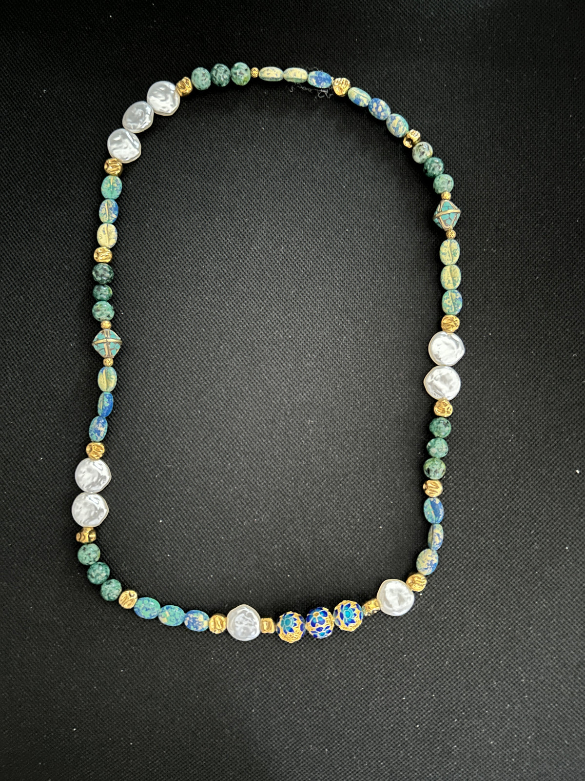 No. 07 – Azure Fern Pearl – 24" Necklace