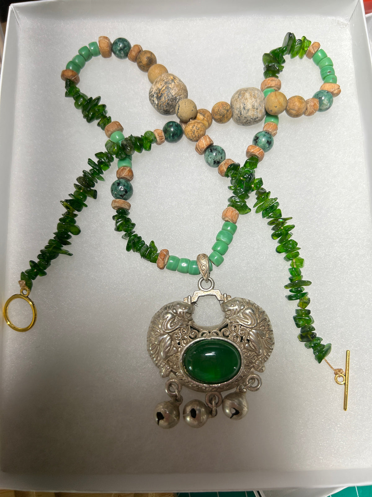 No. 08 – Mystic Forest Emerald Amulet – 24" Necklace