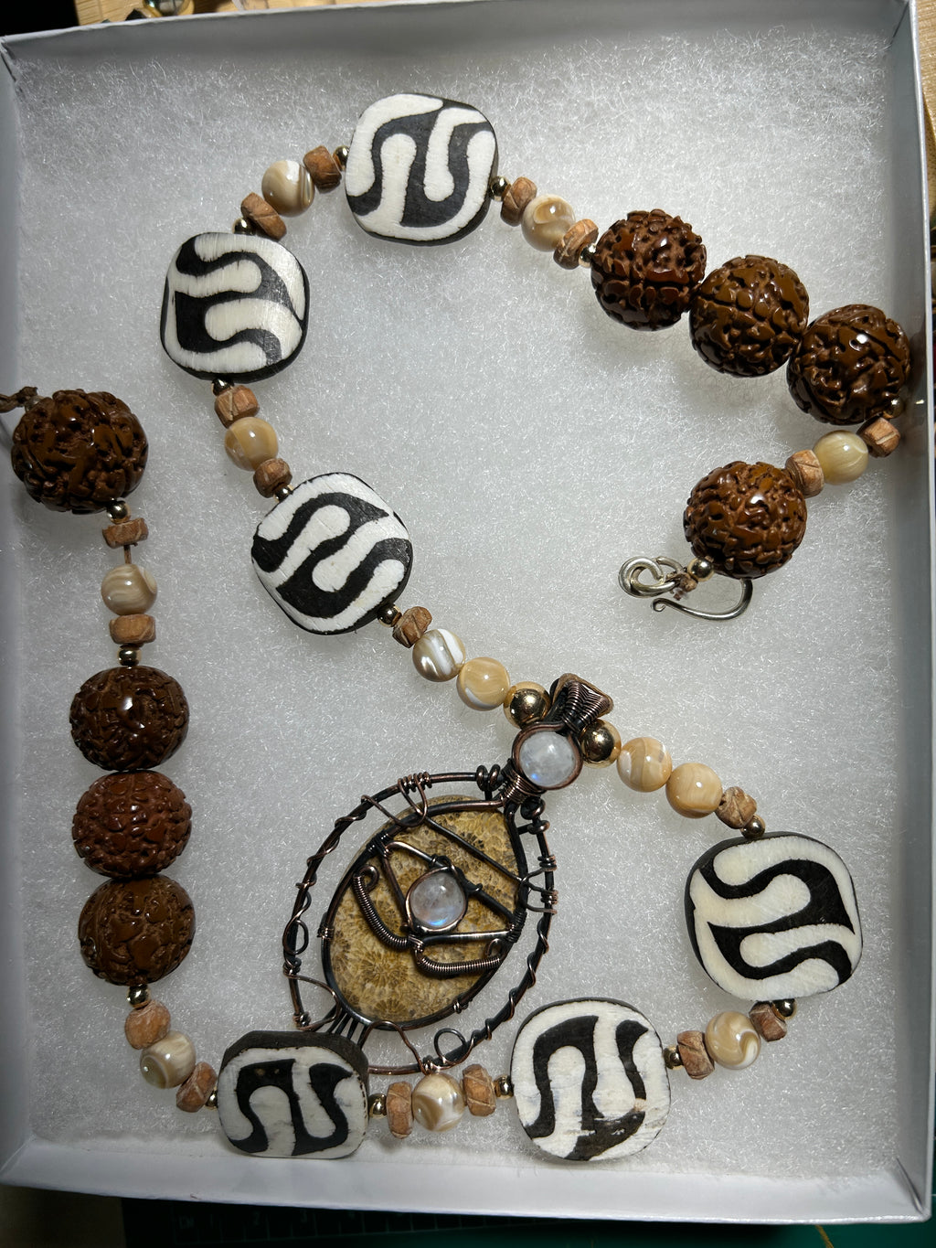 No. 58 – Earthen Roots and Sacred Geometry – 23" Necklace