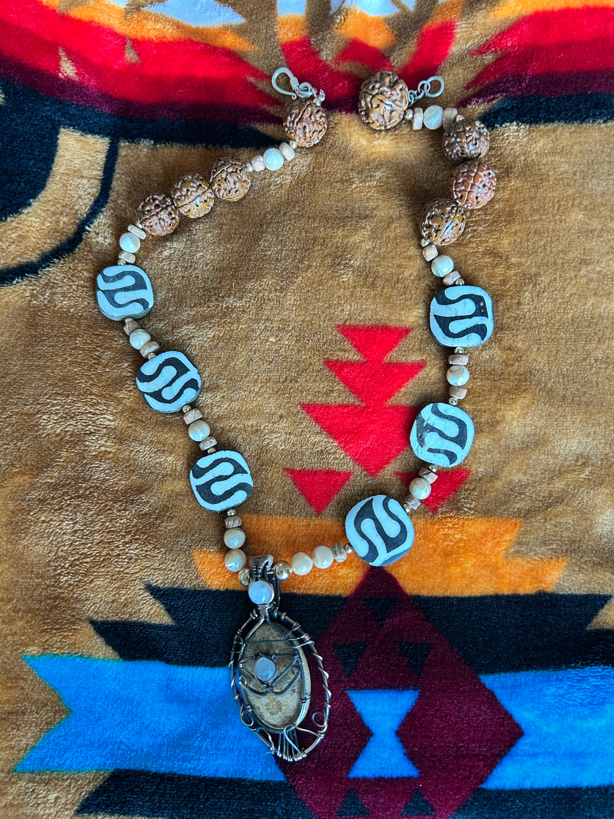 No. 58 – Earthen Roots and Sacred Geometry – 23" Necklace