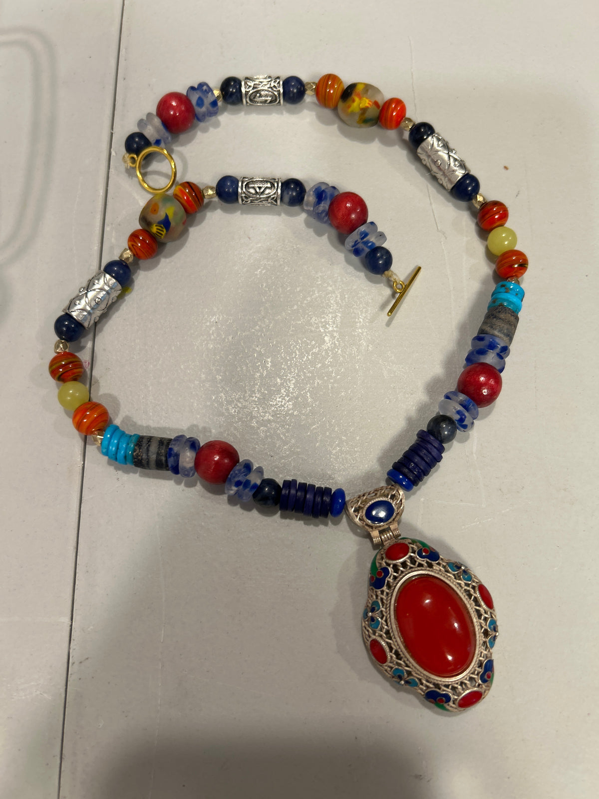 No. 43 – Tribal Mosaic Pendant – 20" Necklace