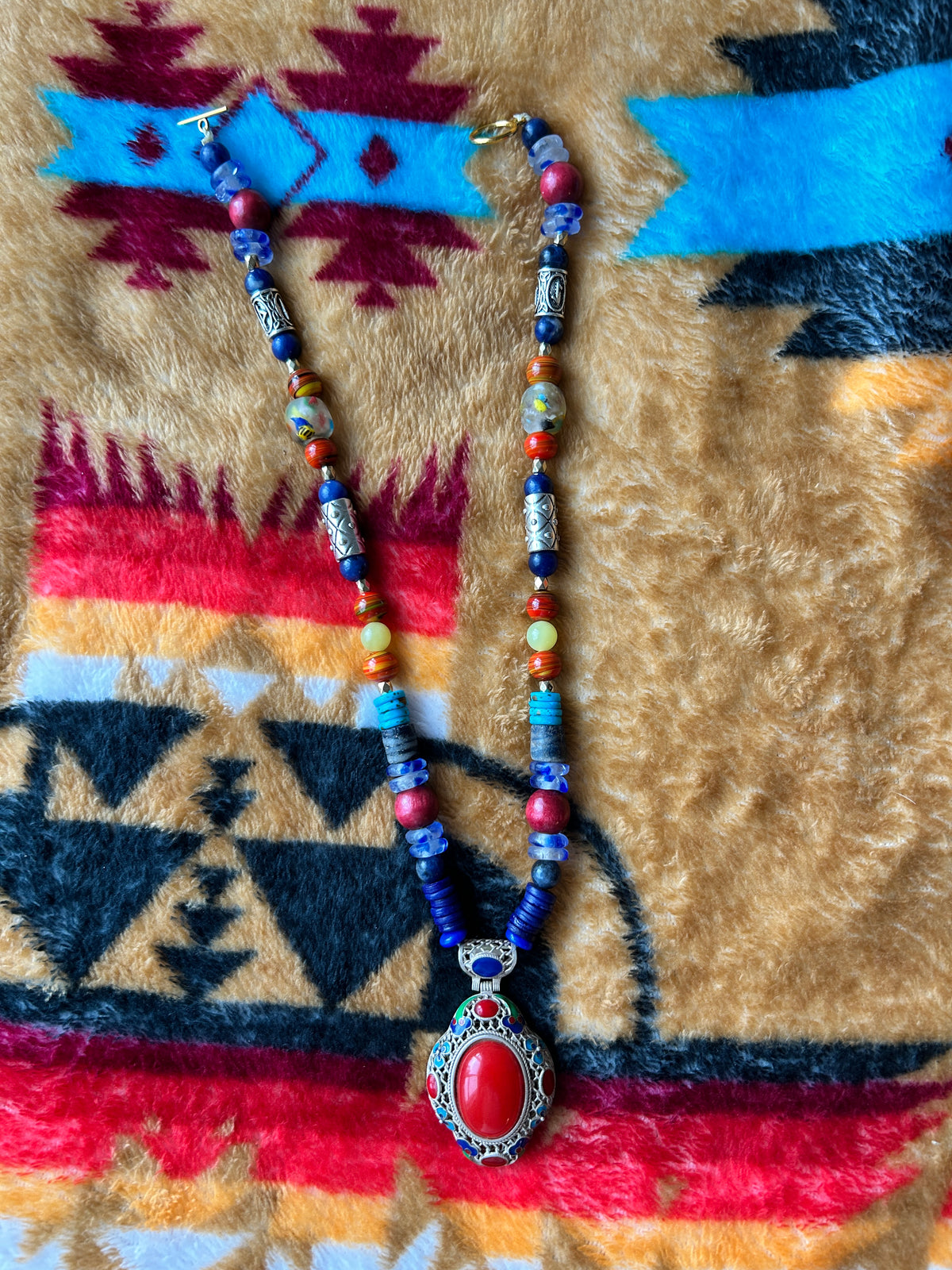 No. 43 – Tribal Mosaic Pendant – 20" Necklace