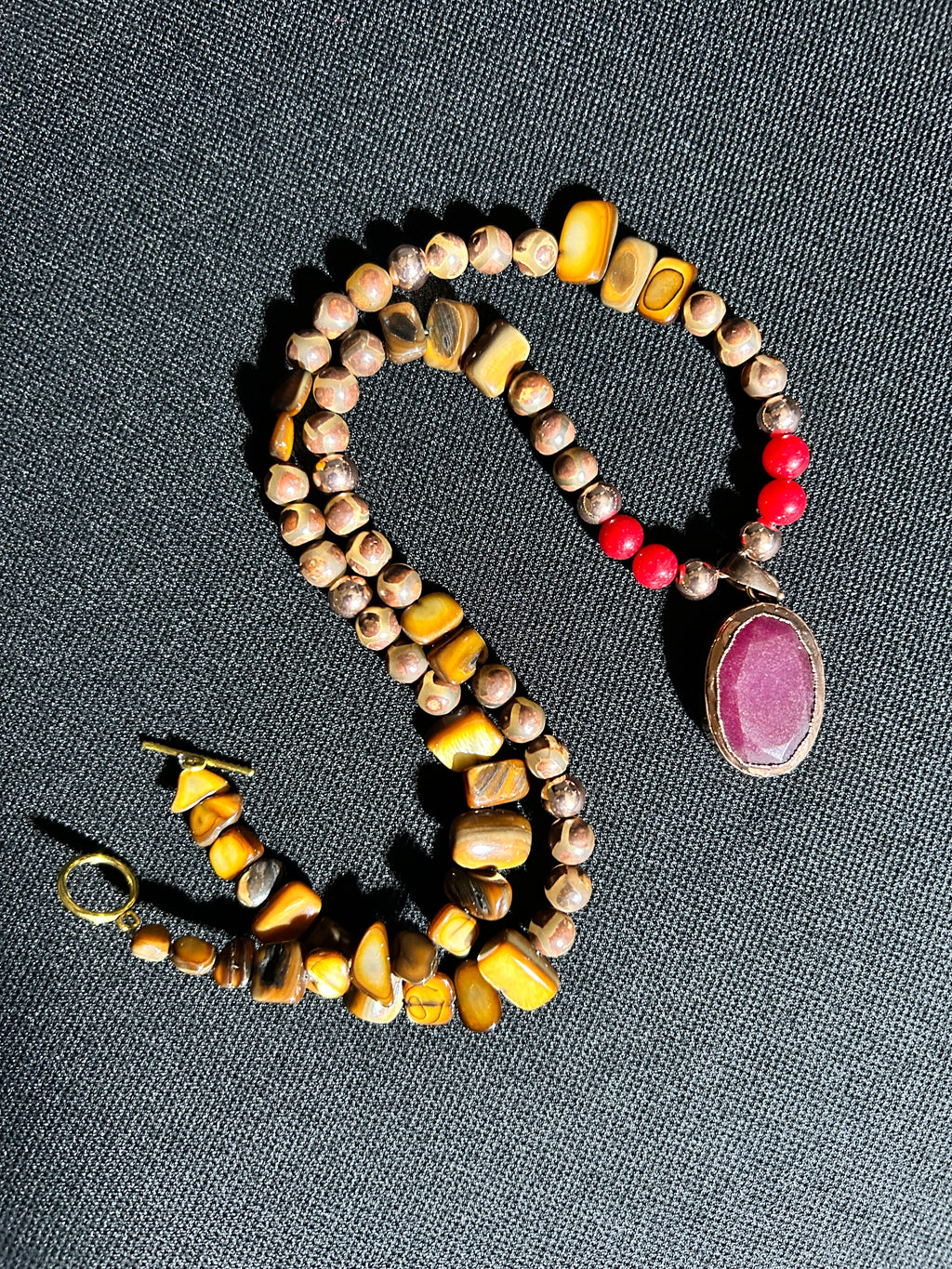 No. 40 – Riverstone & Garnet – 24" Necklace