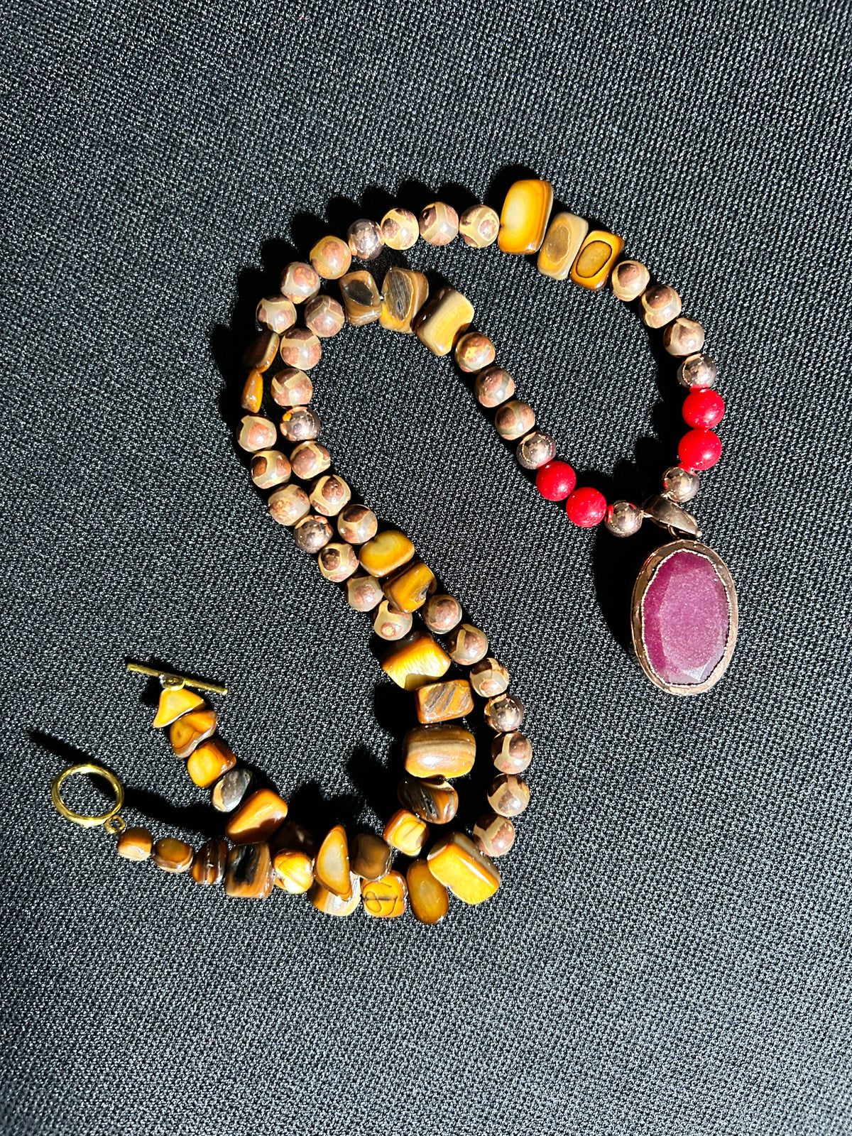 No. 40 – Riverstone & Garnet – 24" Necklace