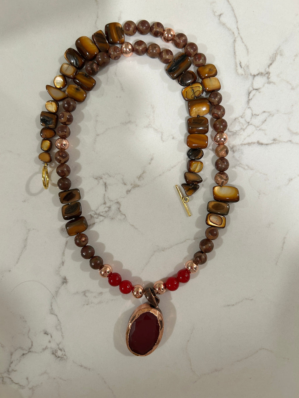 No. 40 – Riverstone & Garnet – 24" Necklace