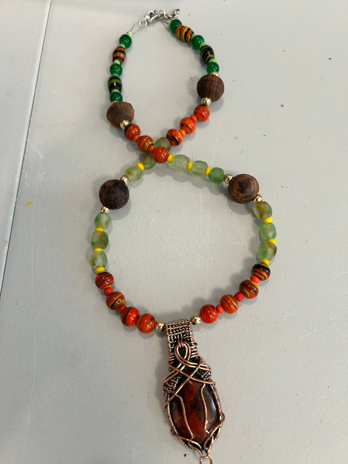 No. 51 African Earth & Silver necklace overhead view