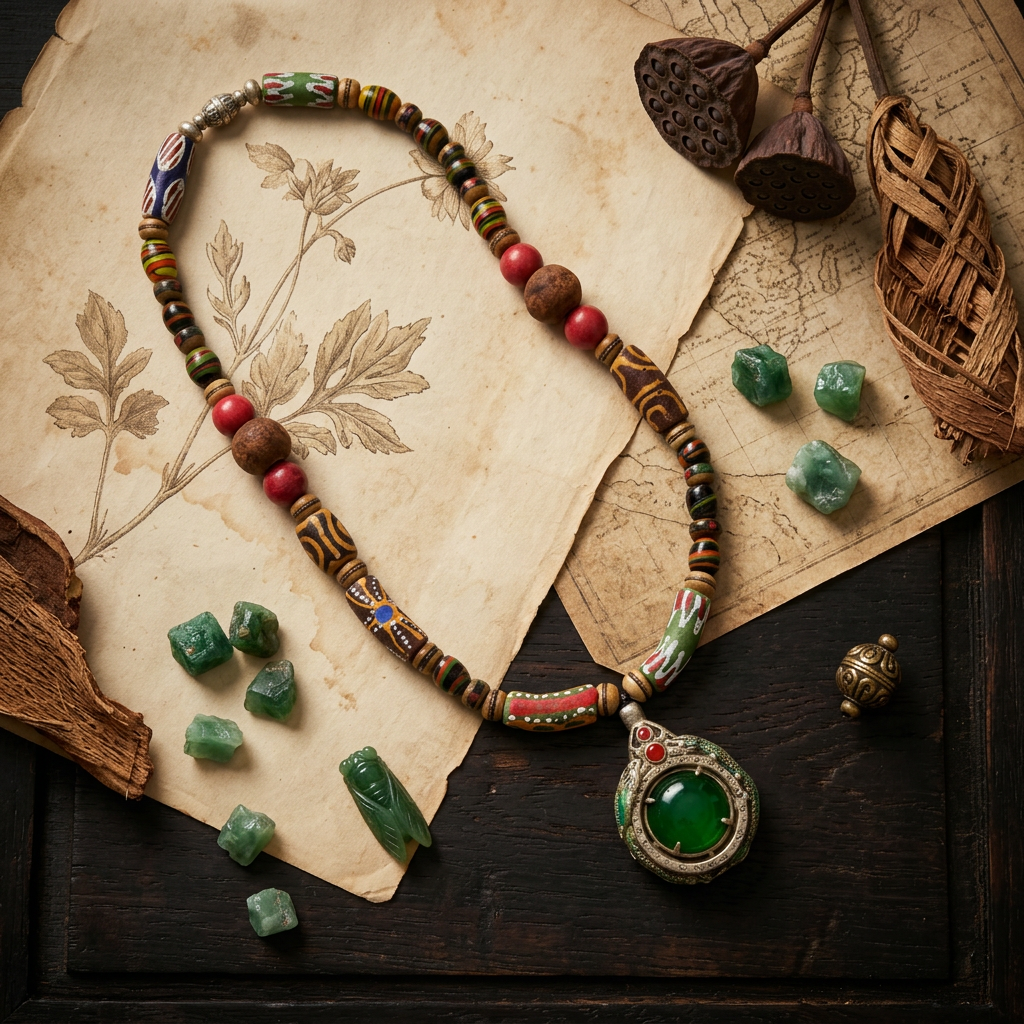 Dragon Jade Necklace Styled Background