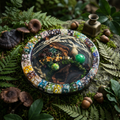 Millefiori Forest Floor Resin Paperweight in enchanted forest floor editorial scene