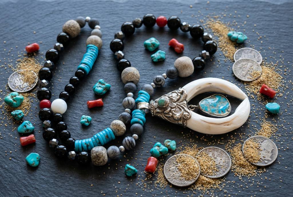 No. 60 Ivory Horn & Turquoise Sky necklace atmospheric styling