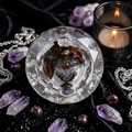 Gothic Chalice & Crystal Orb Resin Paperweight styled in dark velvet and amethyst scene